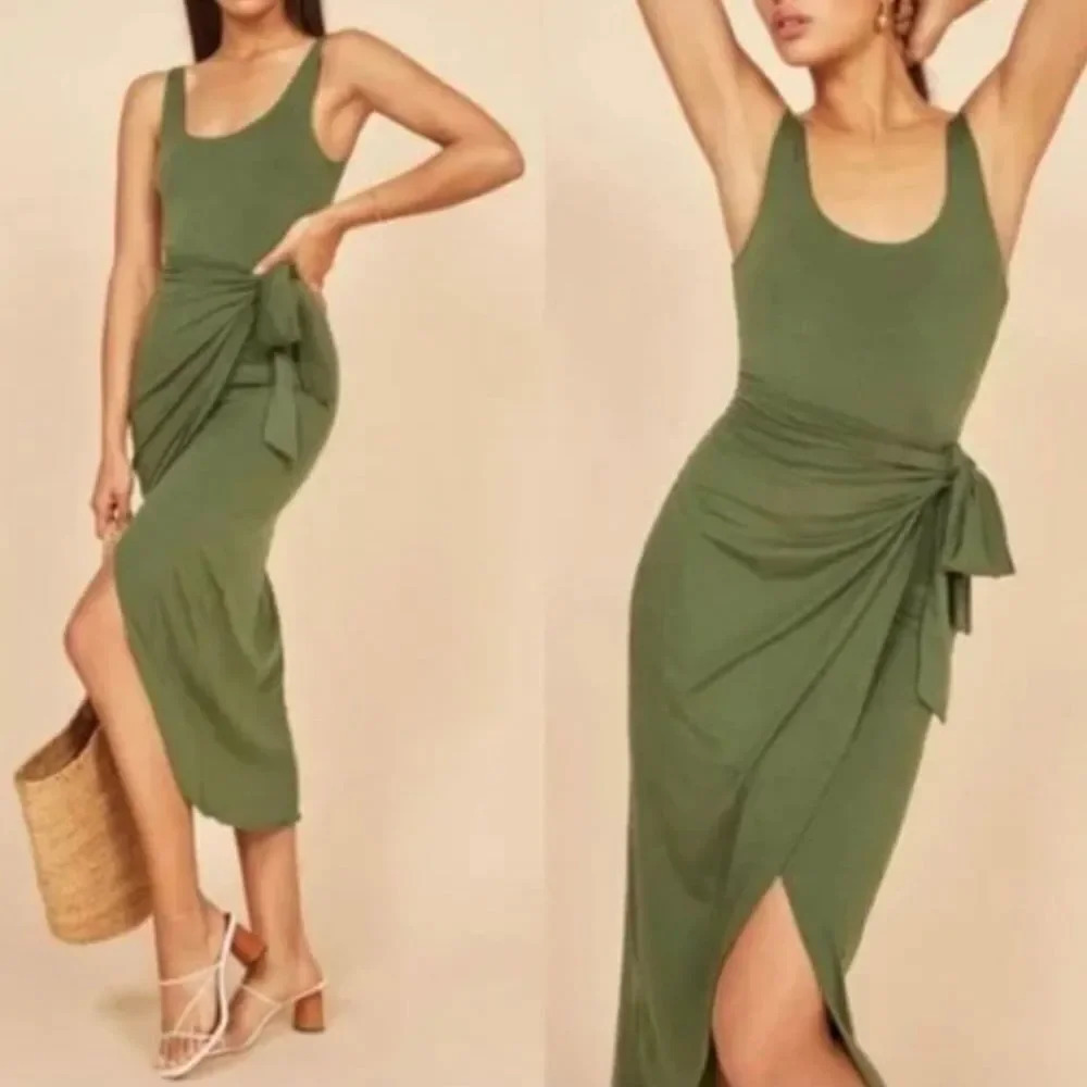 NEW Reformation Kaila Midi Dress Green